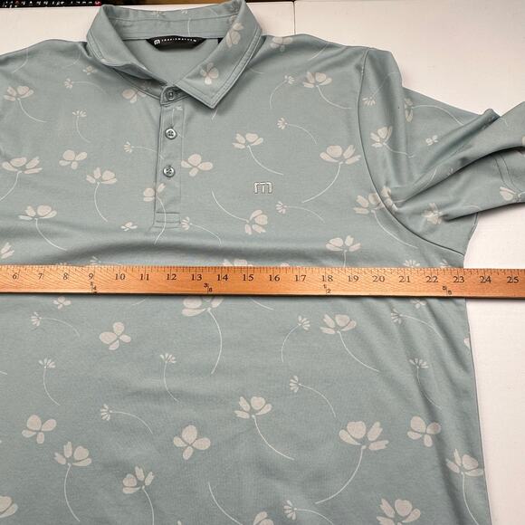 Travis Mathew Polo Shirt Mens Extra Large Blue Good Time Feeling Floral Golf - Picture 8 of 11